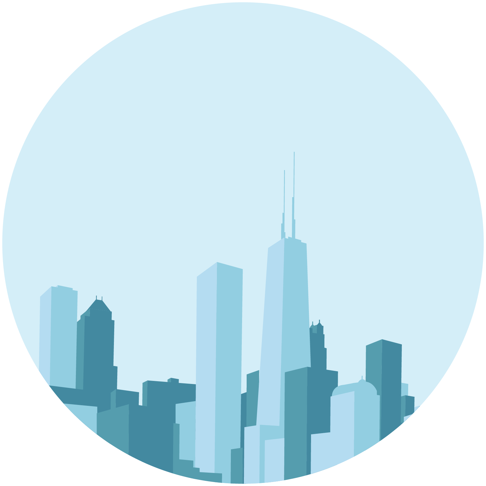 Downtown Chicago circular icon