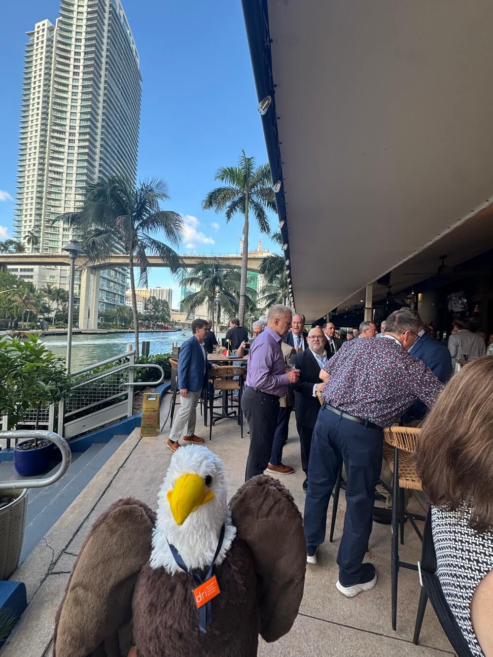 Eleanor the Eagle enjoying a networking event in Miami