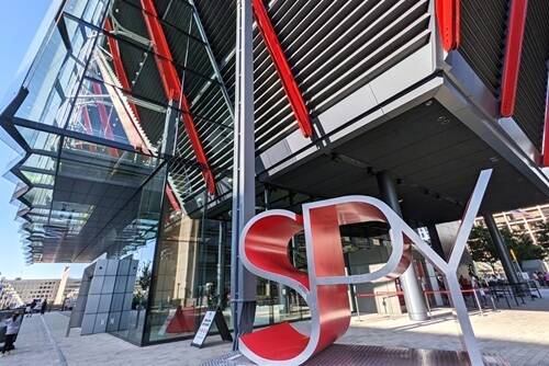 Main entrance to International Spy Museum in Washington, D.C.