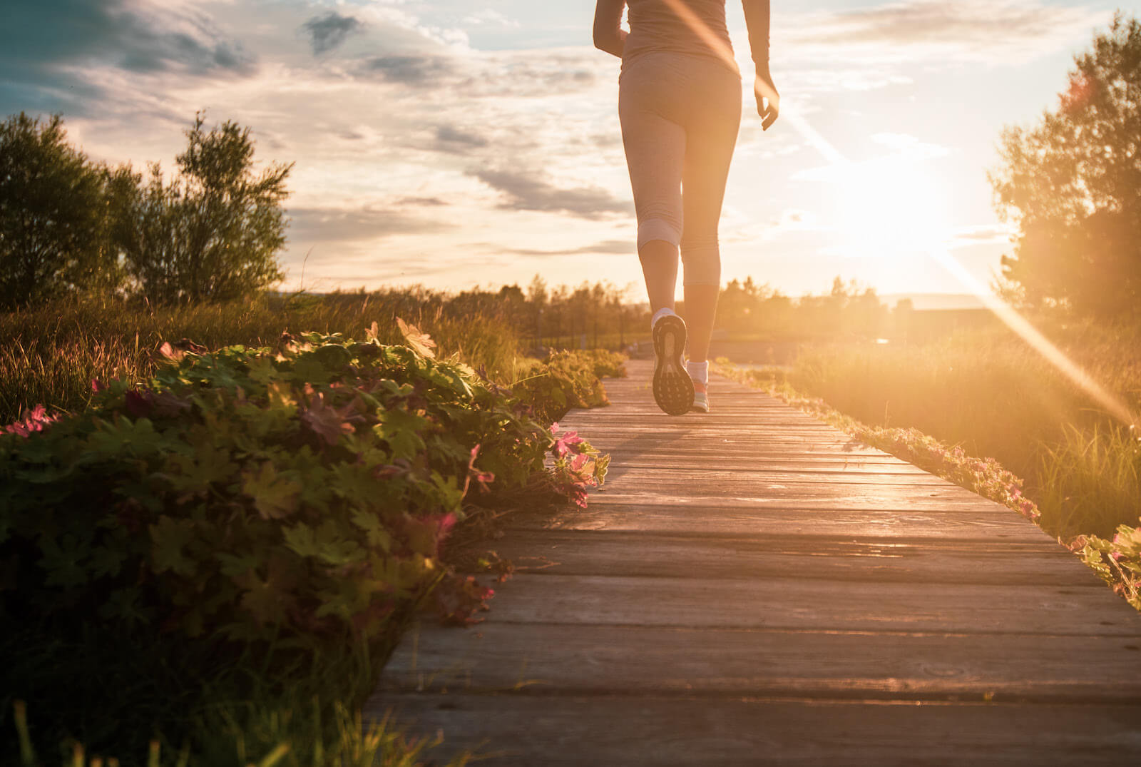 Running at sunset wellness