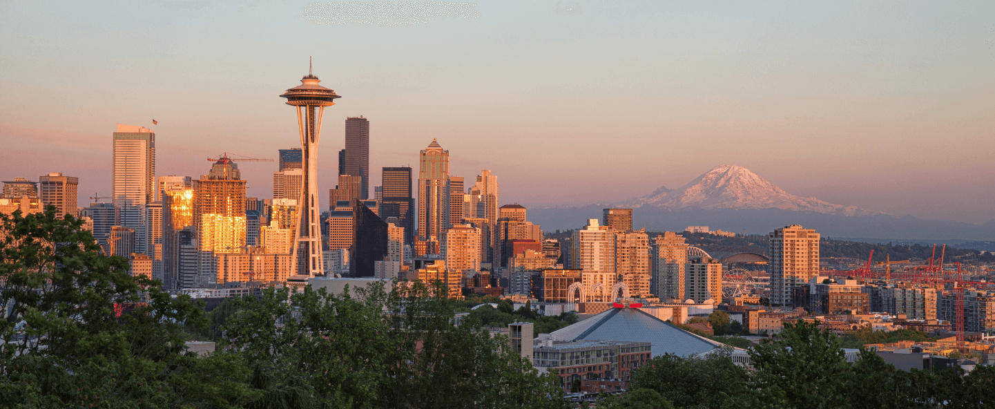 Seattle downtown and mountain skyline