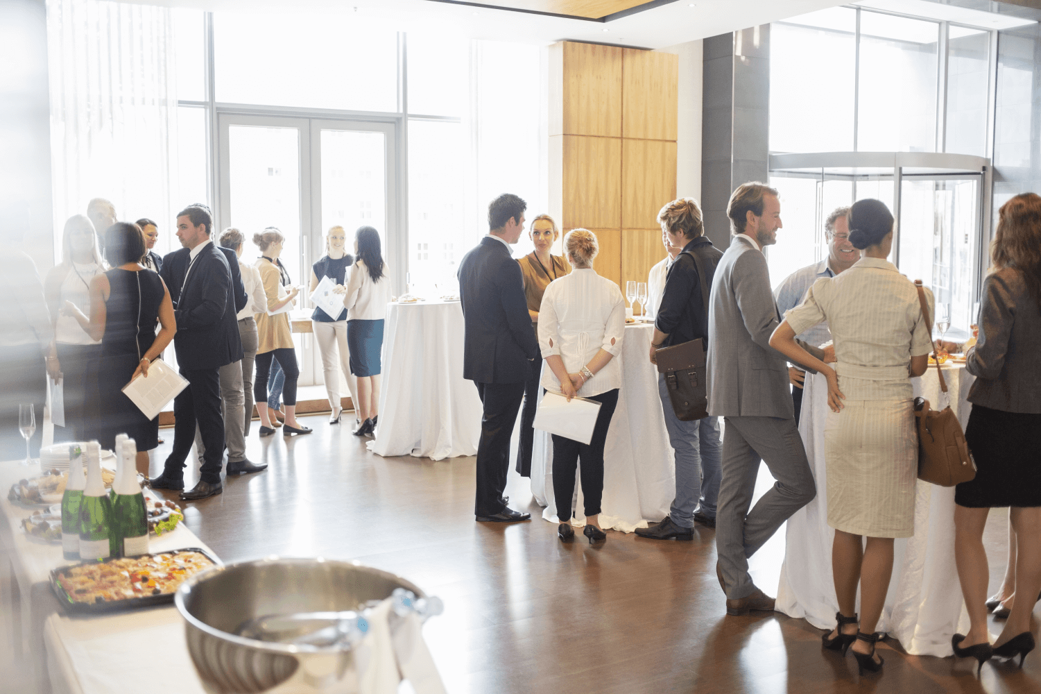 People networking at a reception party