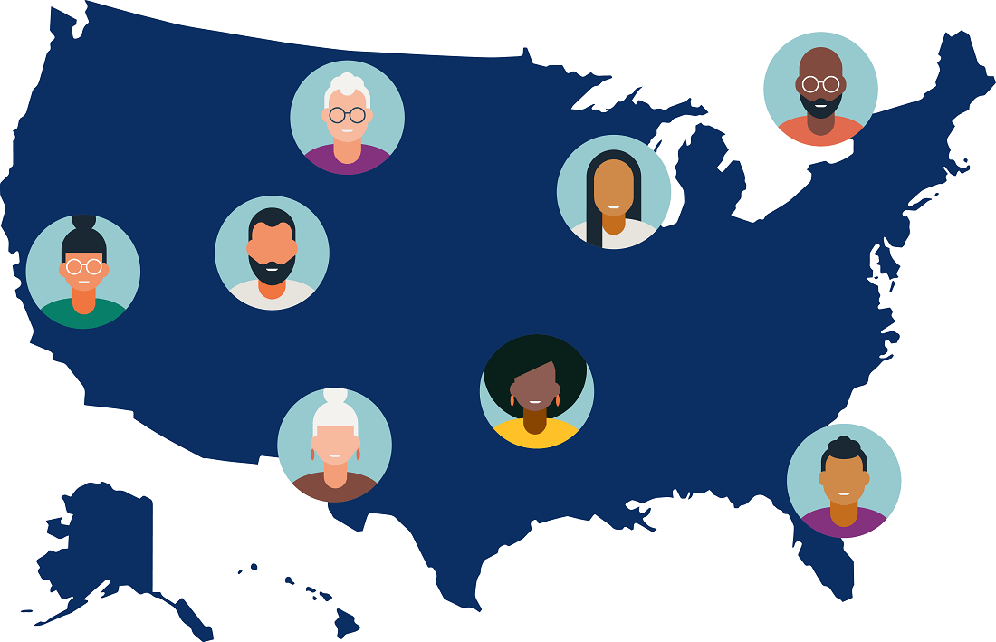 People on Map People in United States Map