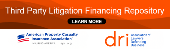 Third-Party Litigation Financing Repository Library banner with APCIA and DRI logo