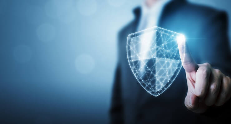 Person touching a digital shield