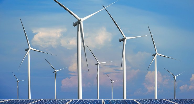 Wind turbine and solar panels