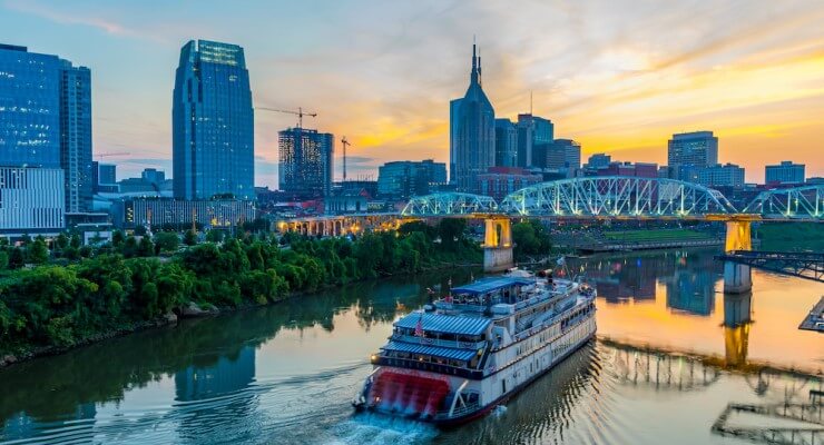 Nashville skyline river bridge