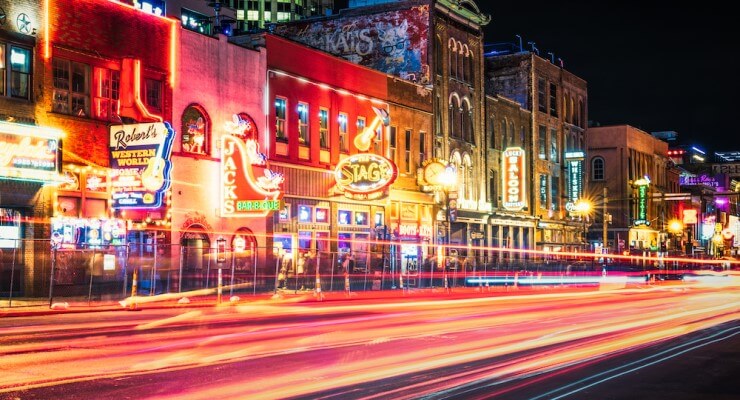 Downtown Nashville at night