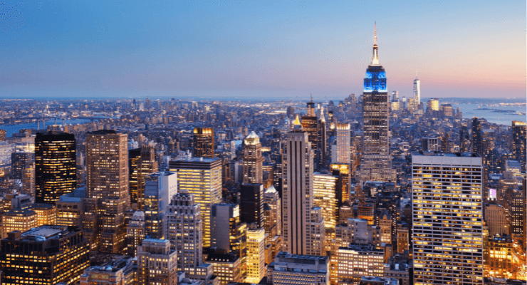 New York City skyline sunset