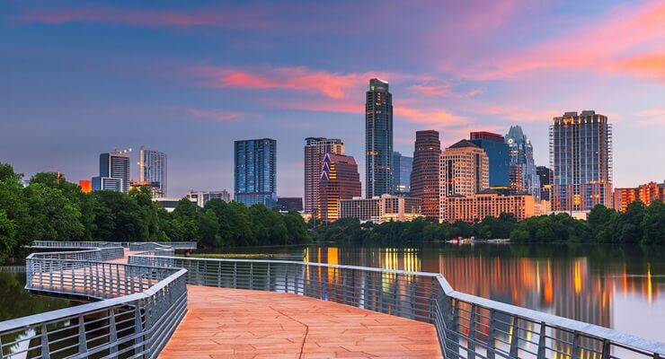 Austin skyline sunset