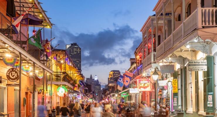New Orleans Bourbon Street sunset
