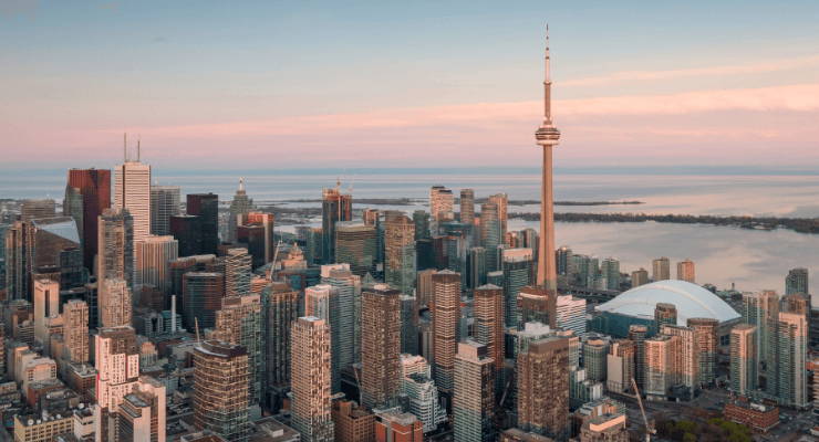 Toronto downtown skyline sunset