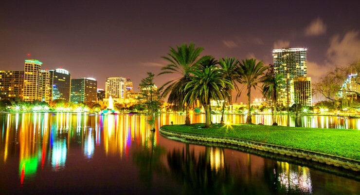 Orlando downtown in evening