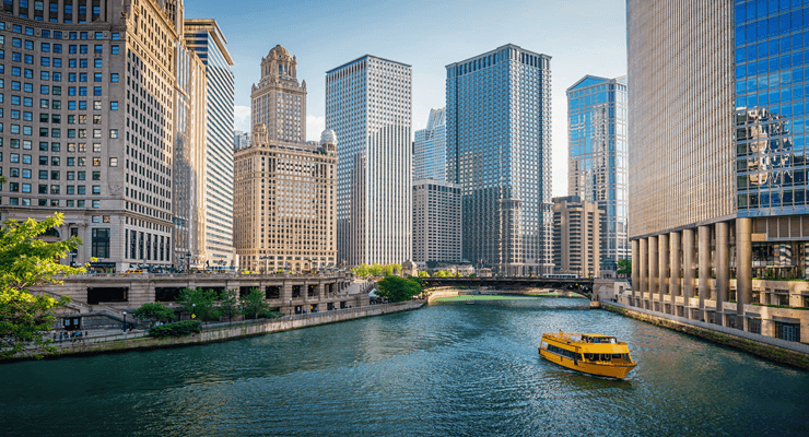Downtown Chicago with Chicago River view