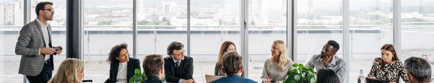 Executives and leaders in a meeting room